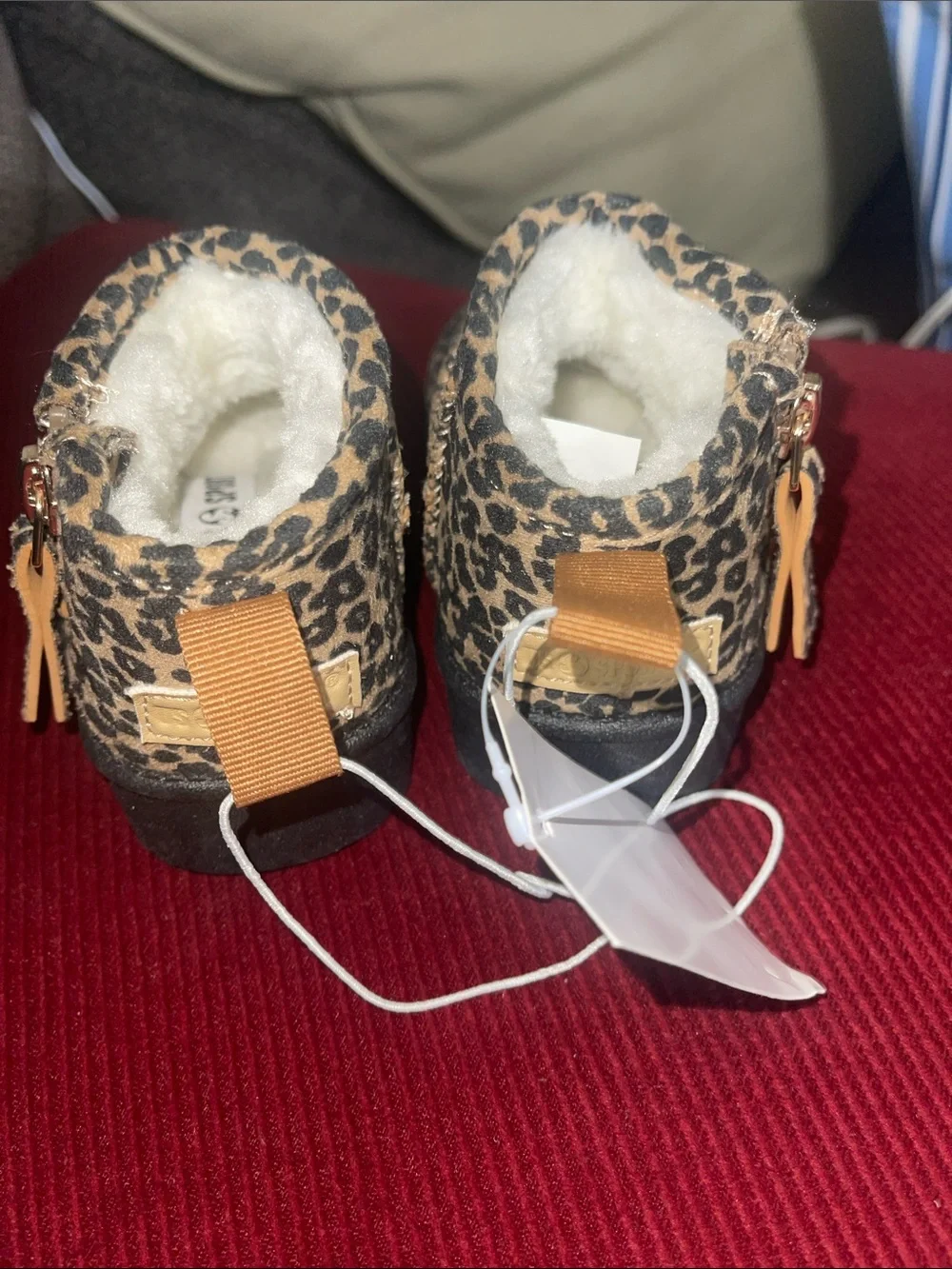Kids Leopard Print Fleece-Lined Boots - Tan/Black